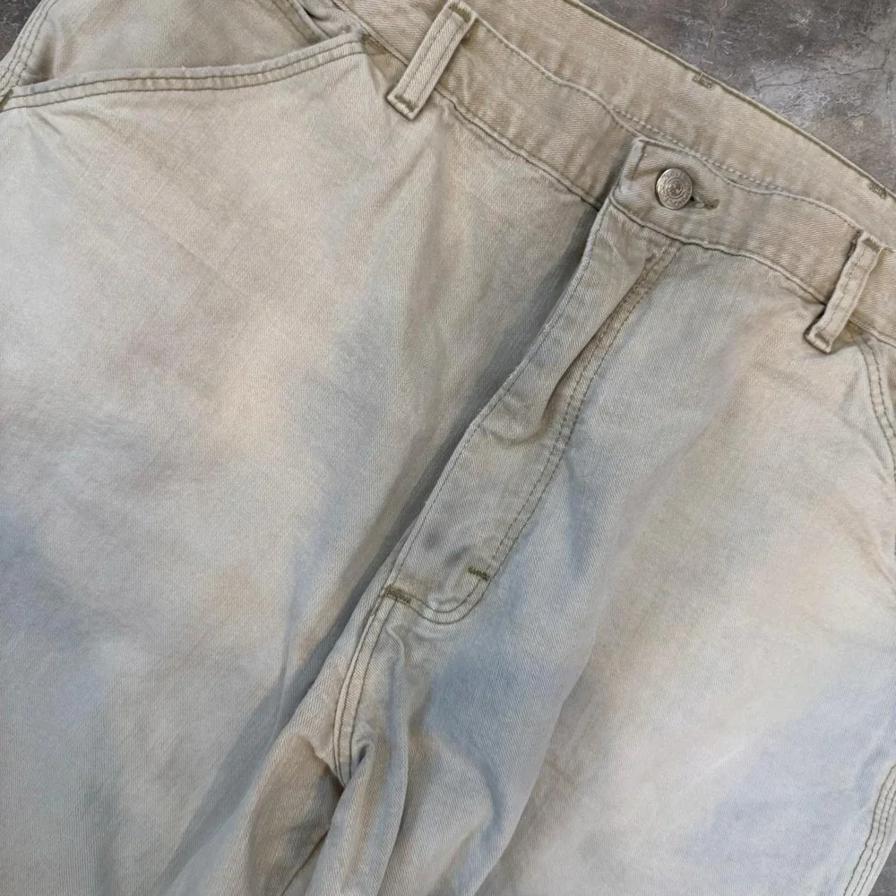 Vintage Wrangler Faded Distressed Canvas Carpenter Pants Mens 35x31.5 Skater Y2K
